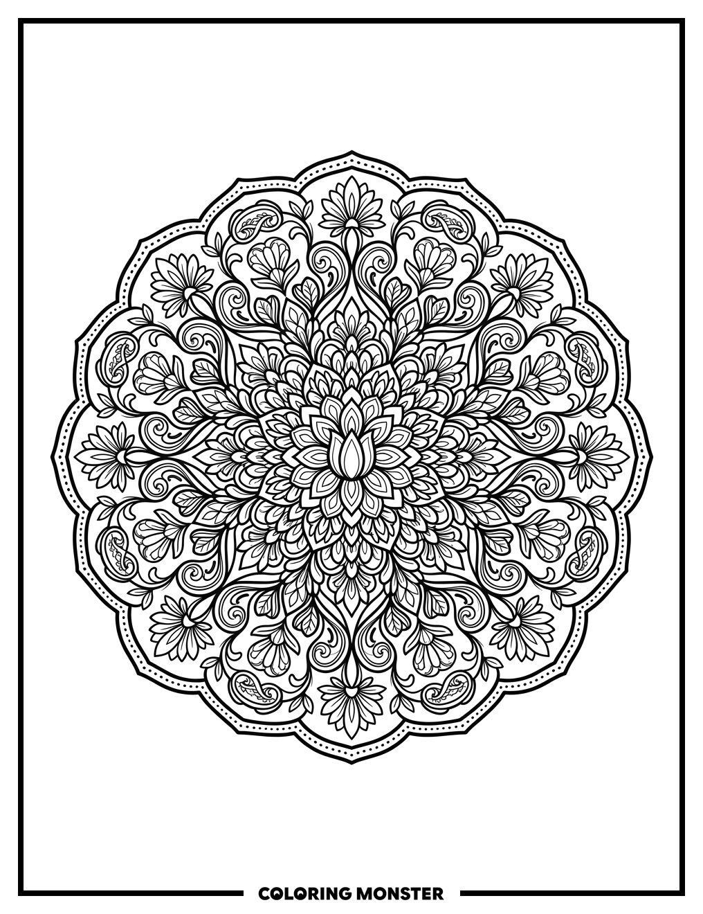 Intricate Floral Mandala Coloring Page