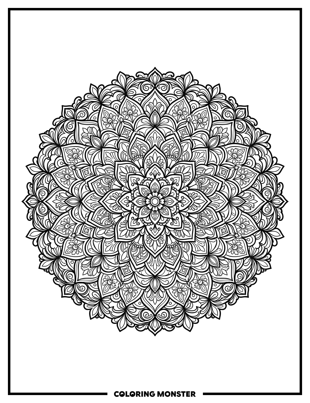 Intricate Floral Mandala Coloring Page