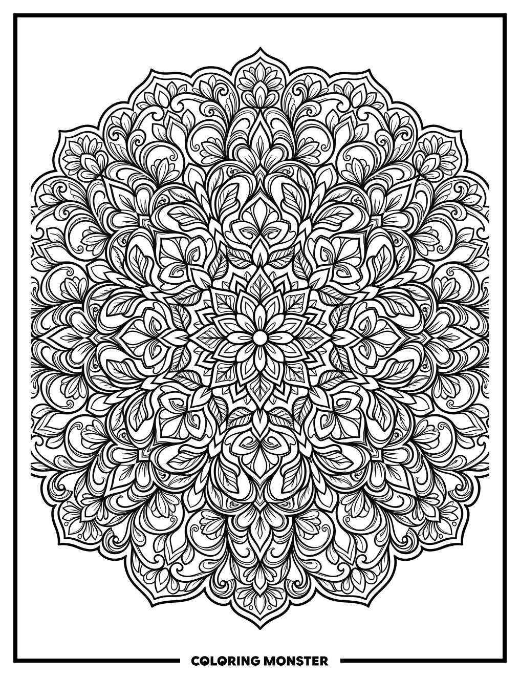 Intricate Floral Mandala Coloring Page