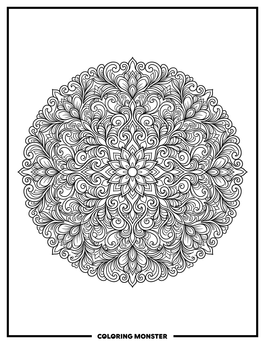 Intricate Floral Mandala Coloring Page