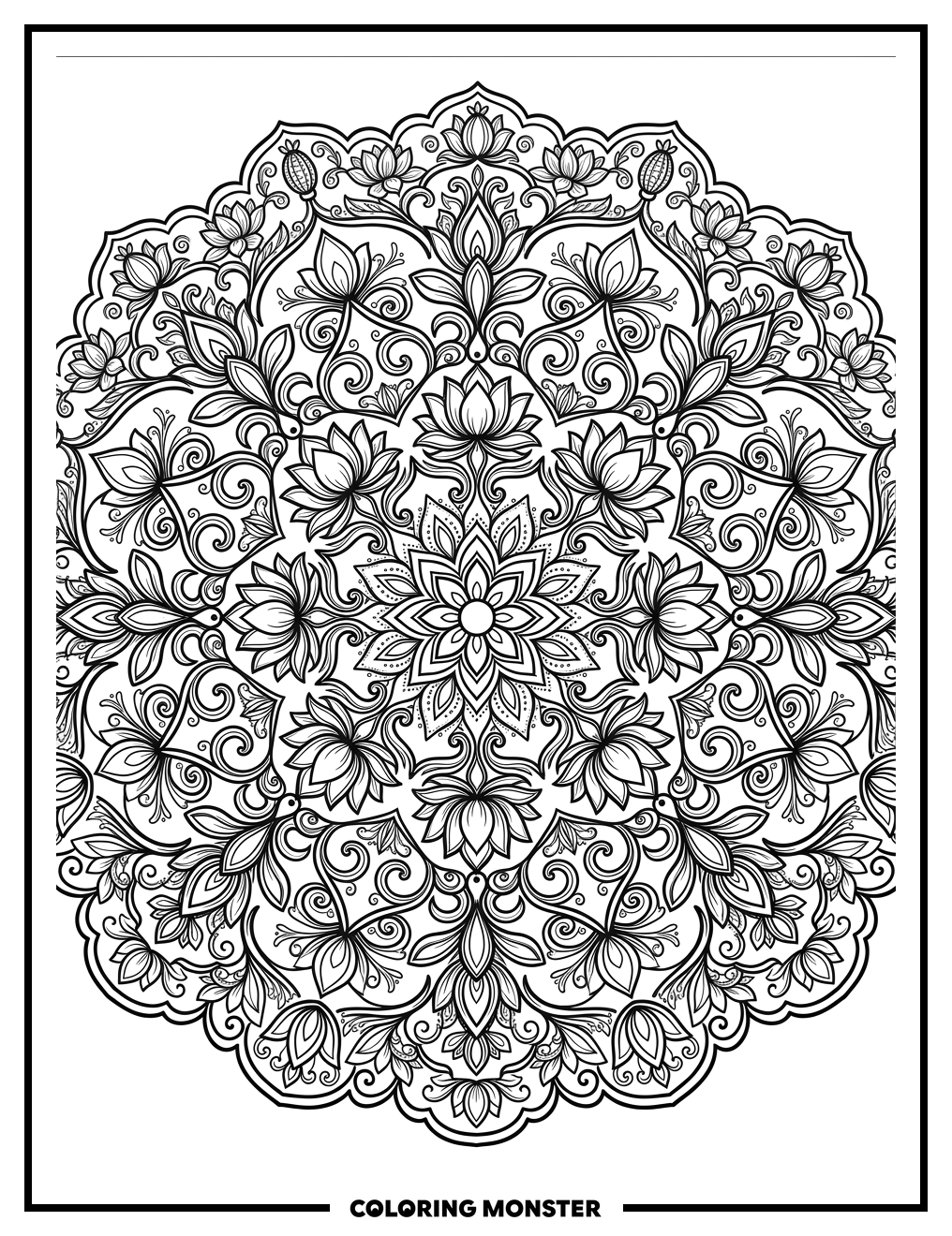Intricate Floral Mandala Design Coloring Page