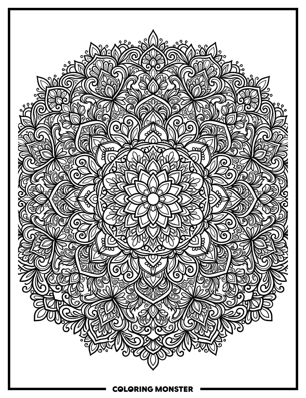 Intricate Floral Mandala Design Coloring Page