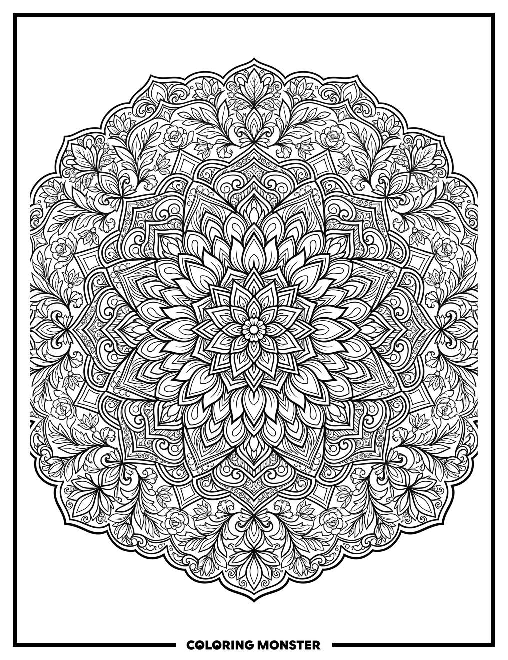 Intricate Floral Mandala Coloring Page