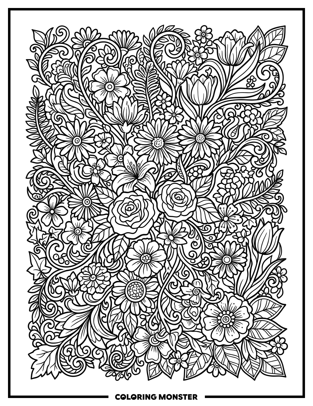 Intricate Floral Pattern Coloring Page