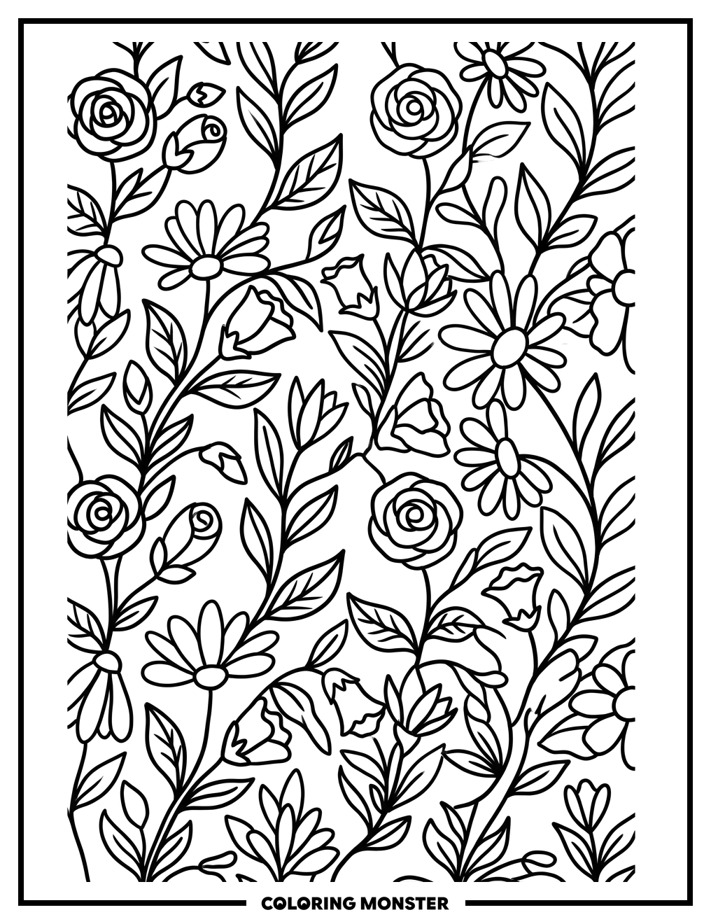 Intricate Floral Pattern Coloring Page