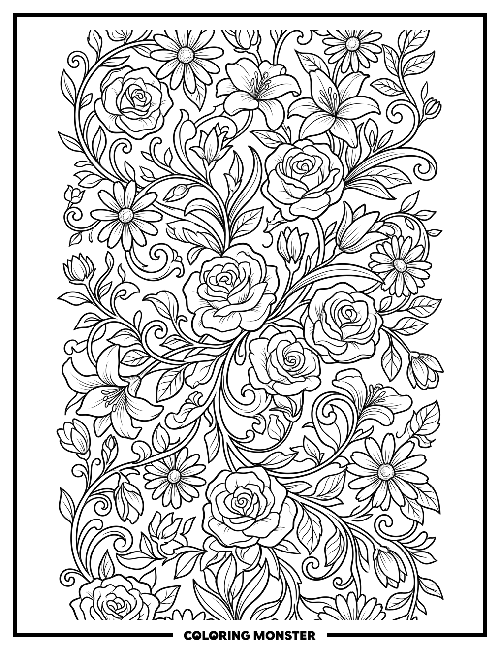 Intricate Floral Pattern Coloring Page