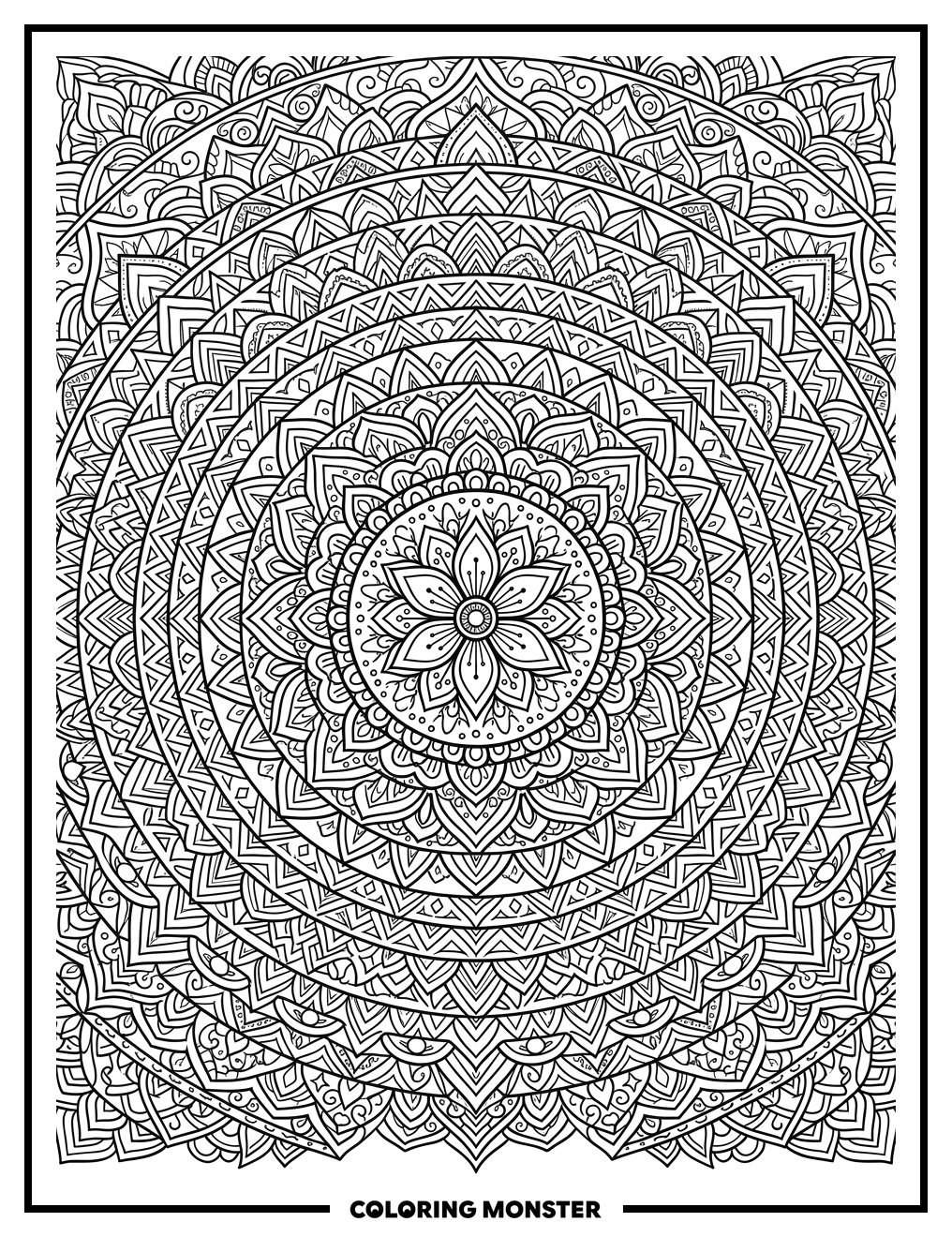 Intricate Geometric Floral Mandala Coloring Page