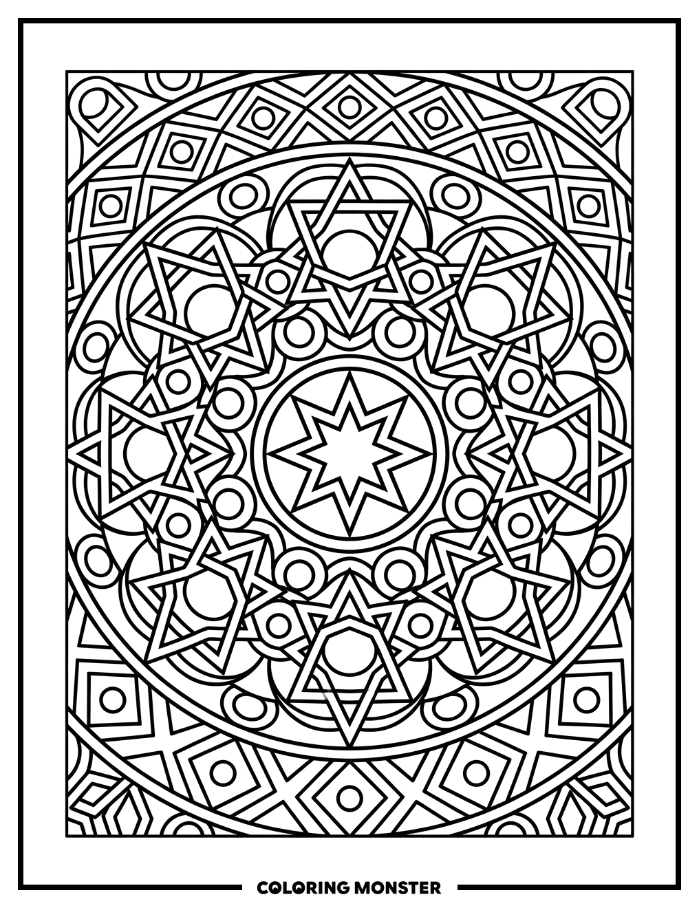 Intricate Geometric Mandala Coloring Page