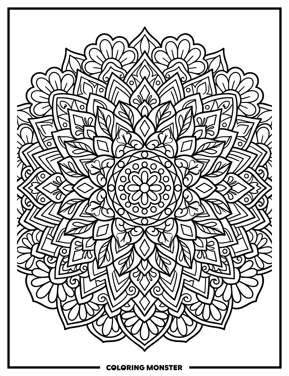 Intricate Geometric Mandala Coloring Page