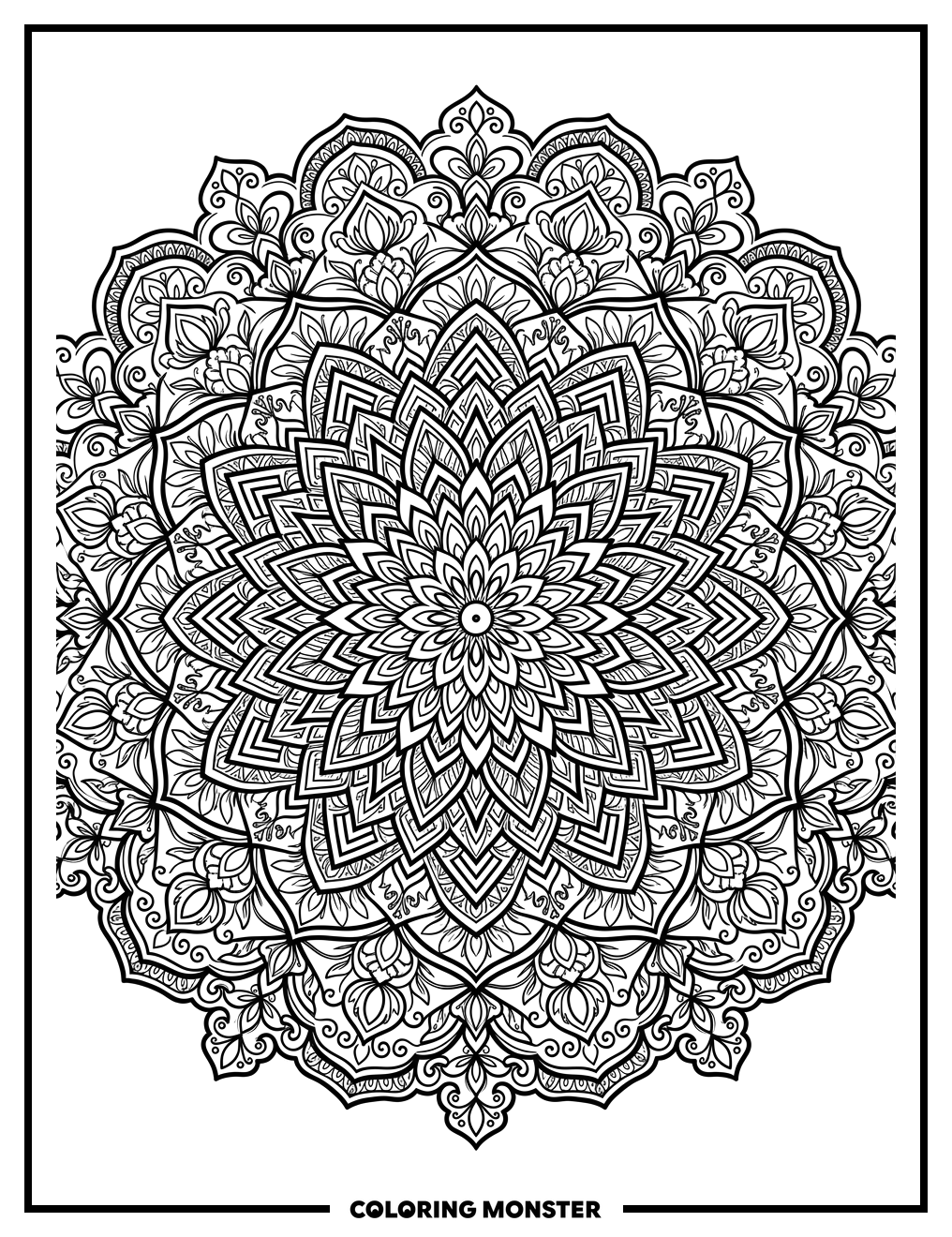 Intricate Geometric Mandala Coloring Page