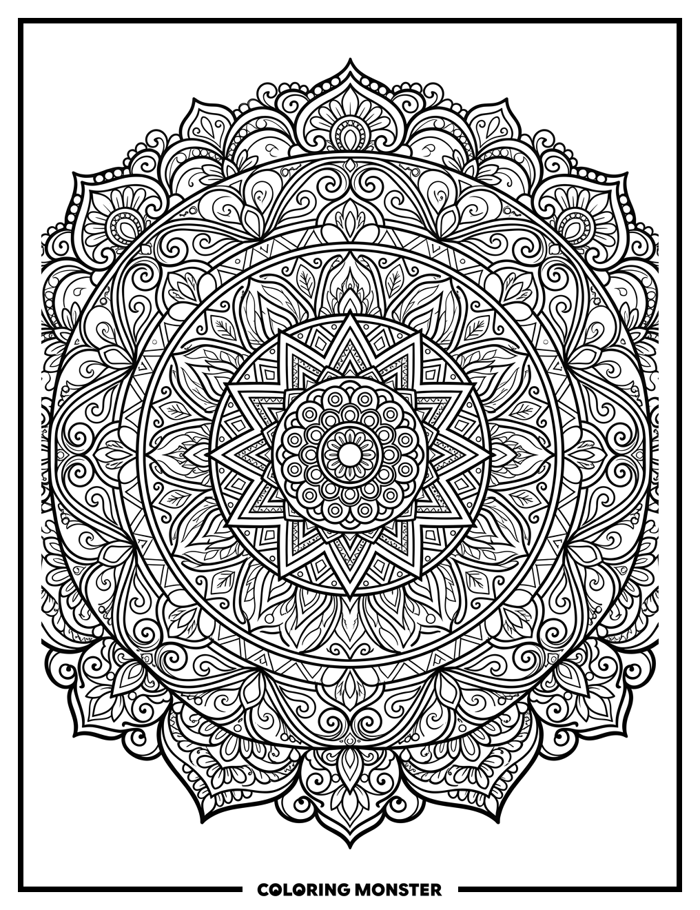 Intricate Geometric Mandala Coloring Page