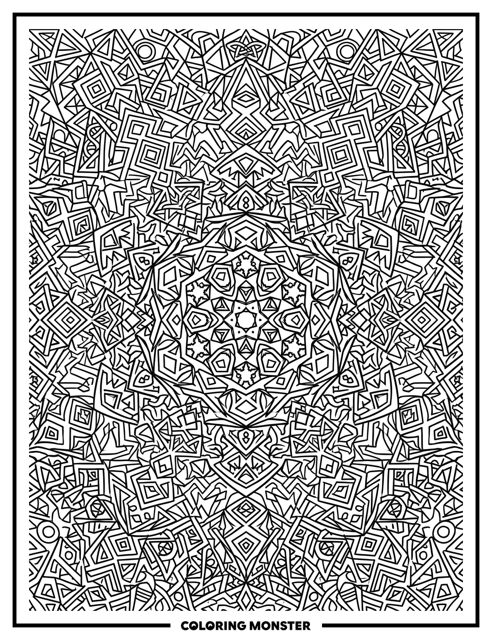 Intricate Geometric Pattern Coloring Page