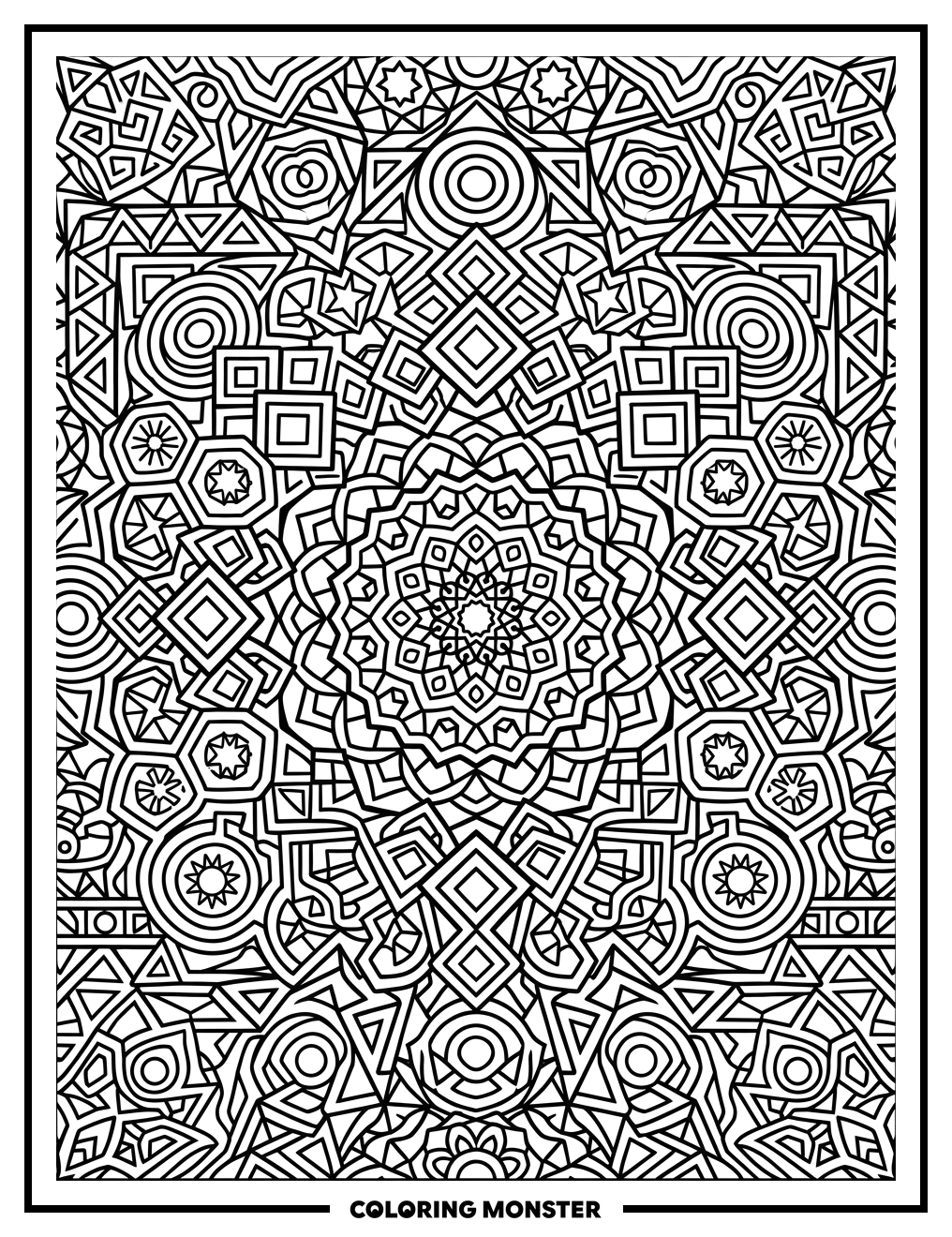 Intricate Geometric Pattern Coloring Page
