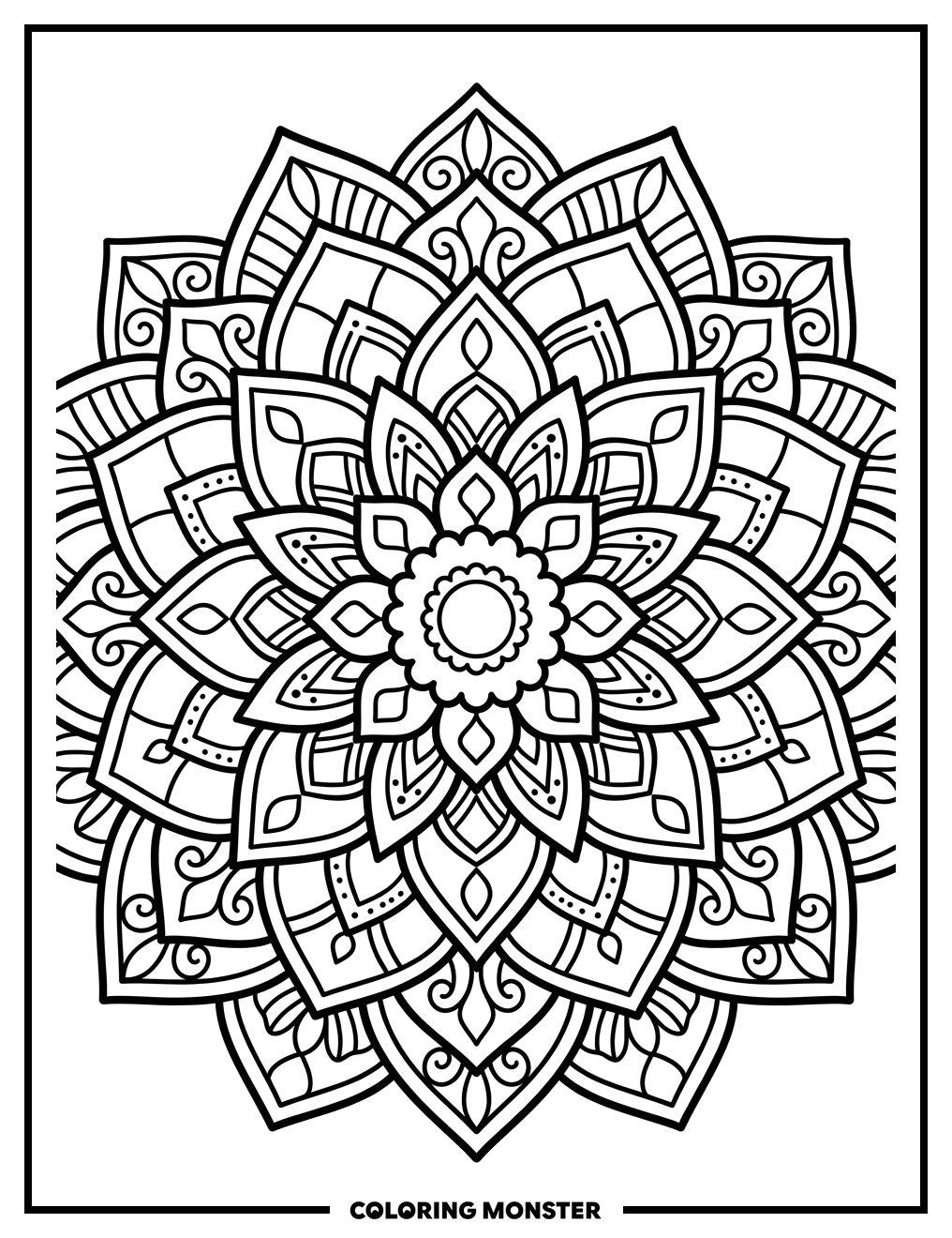 Intricate Mandala Flower Coloring Page