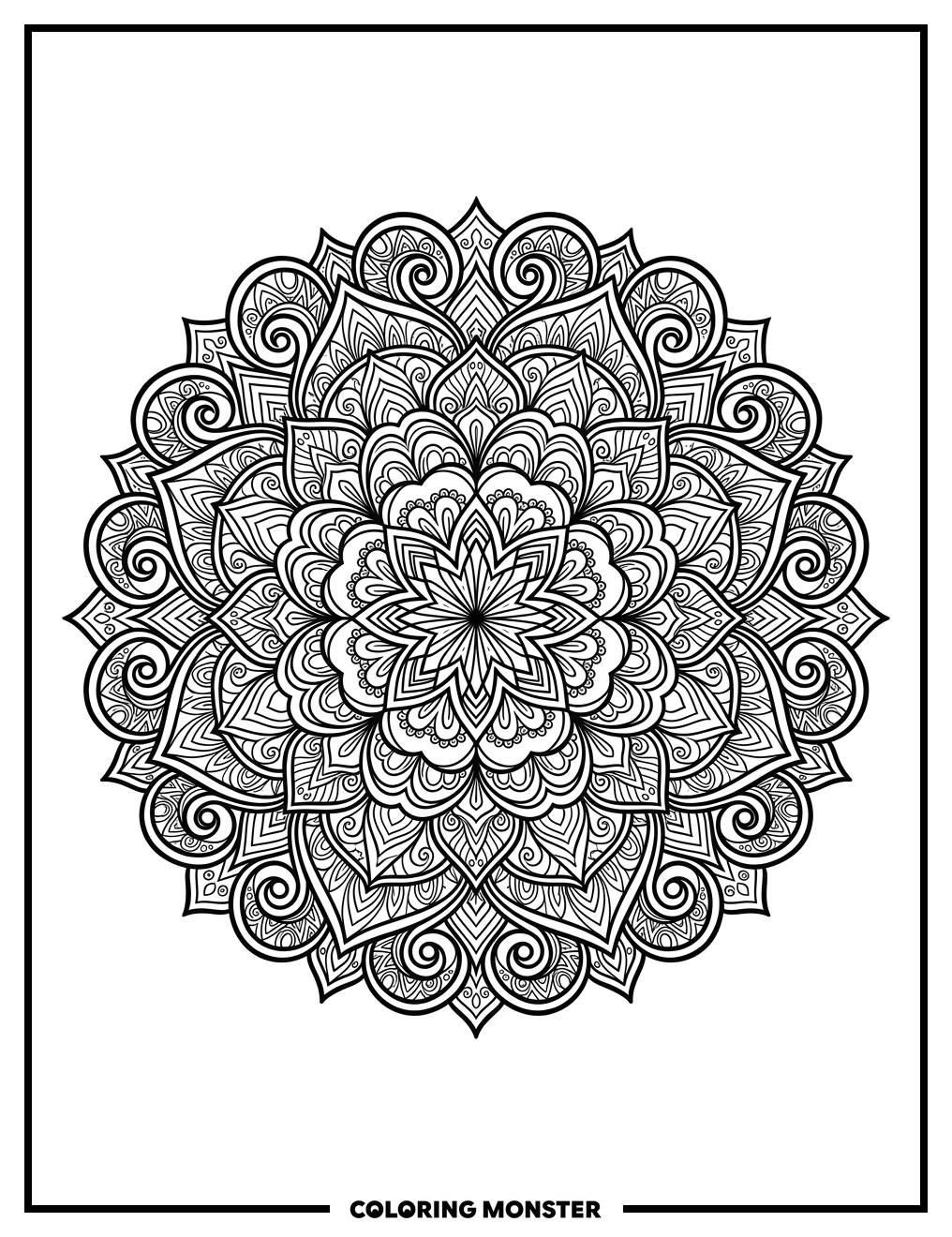 Intricate Mandala Flower Bloom Coloring Page