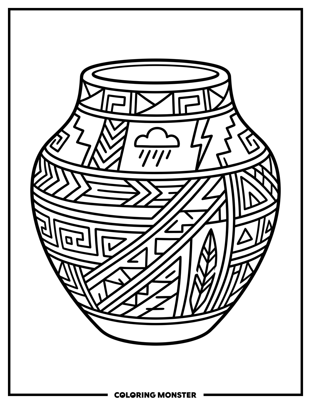 Intricate Native American Pottery Coloring Page