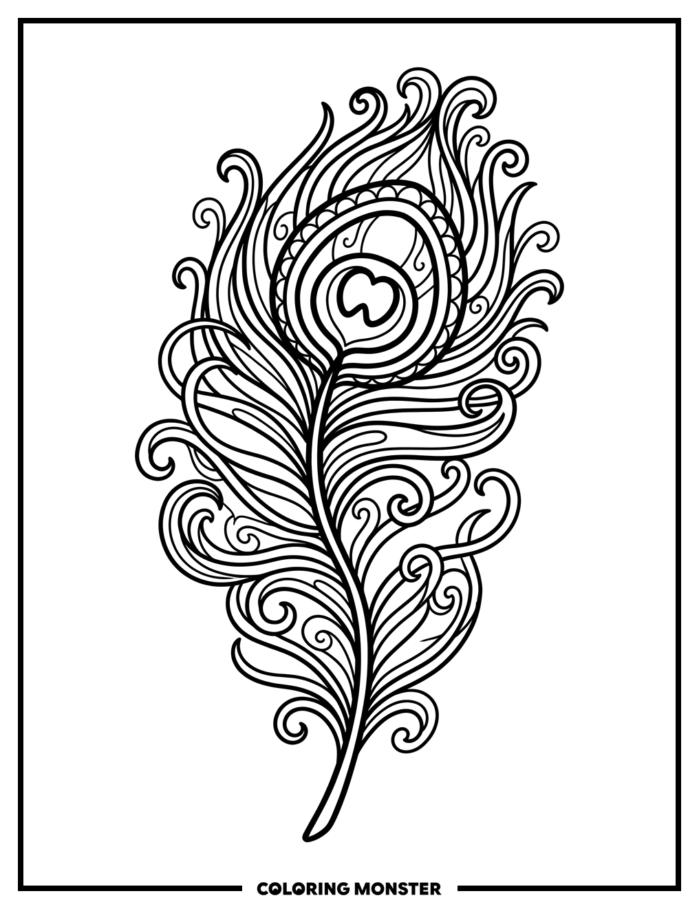 Intricate Peacock Feather Coloring Page