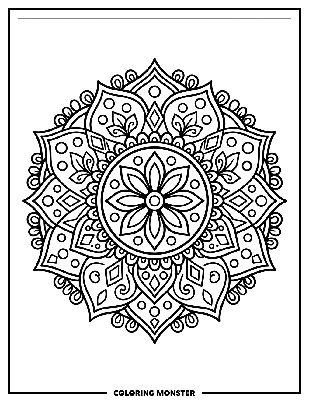 Intricate Rangoli Pattern Coloring Page
