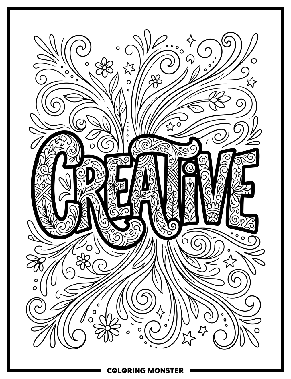 Intricate Word Art Coloring Page