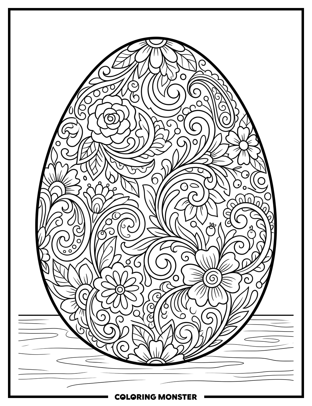 Intricately Decorated Easter Egg Coloring Page