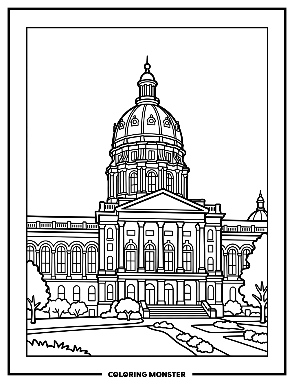 Iowa State Capitol Building Coloring Page