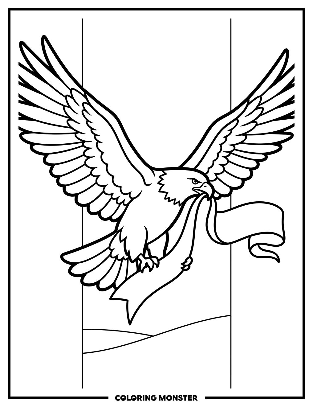 Iowa State Flag Eagle Coloring Page