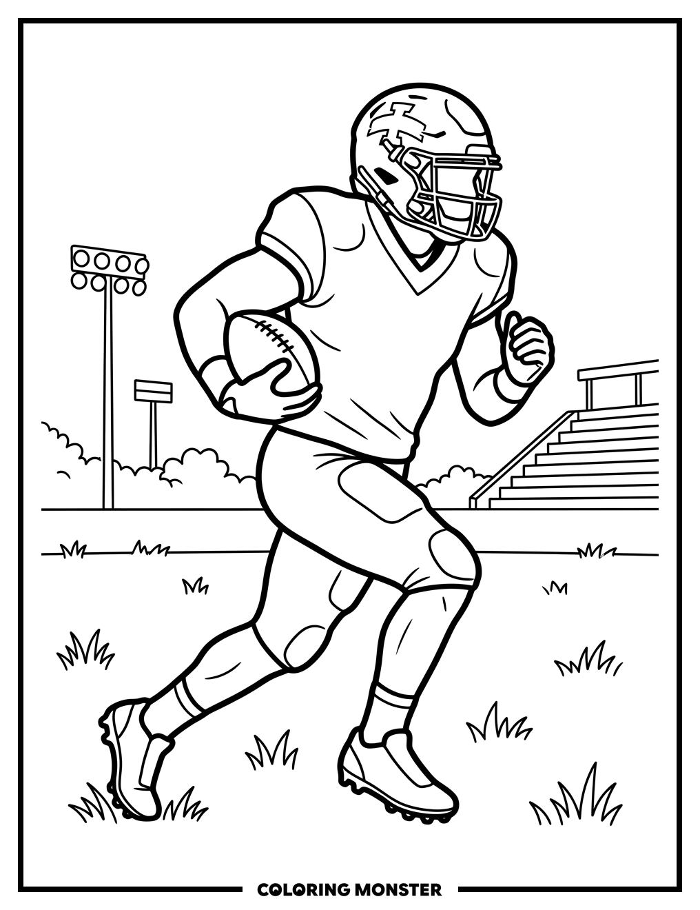 Iowa State Football Player Running With Ball Coloring Page