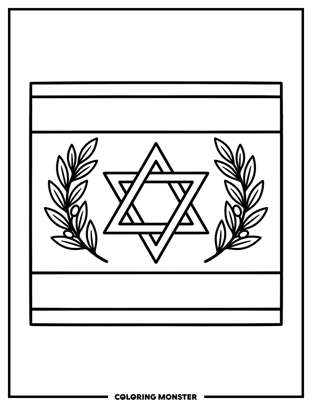 Israeli Flag with Star of David Coloring Page