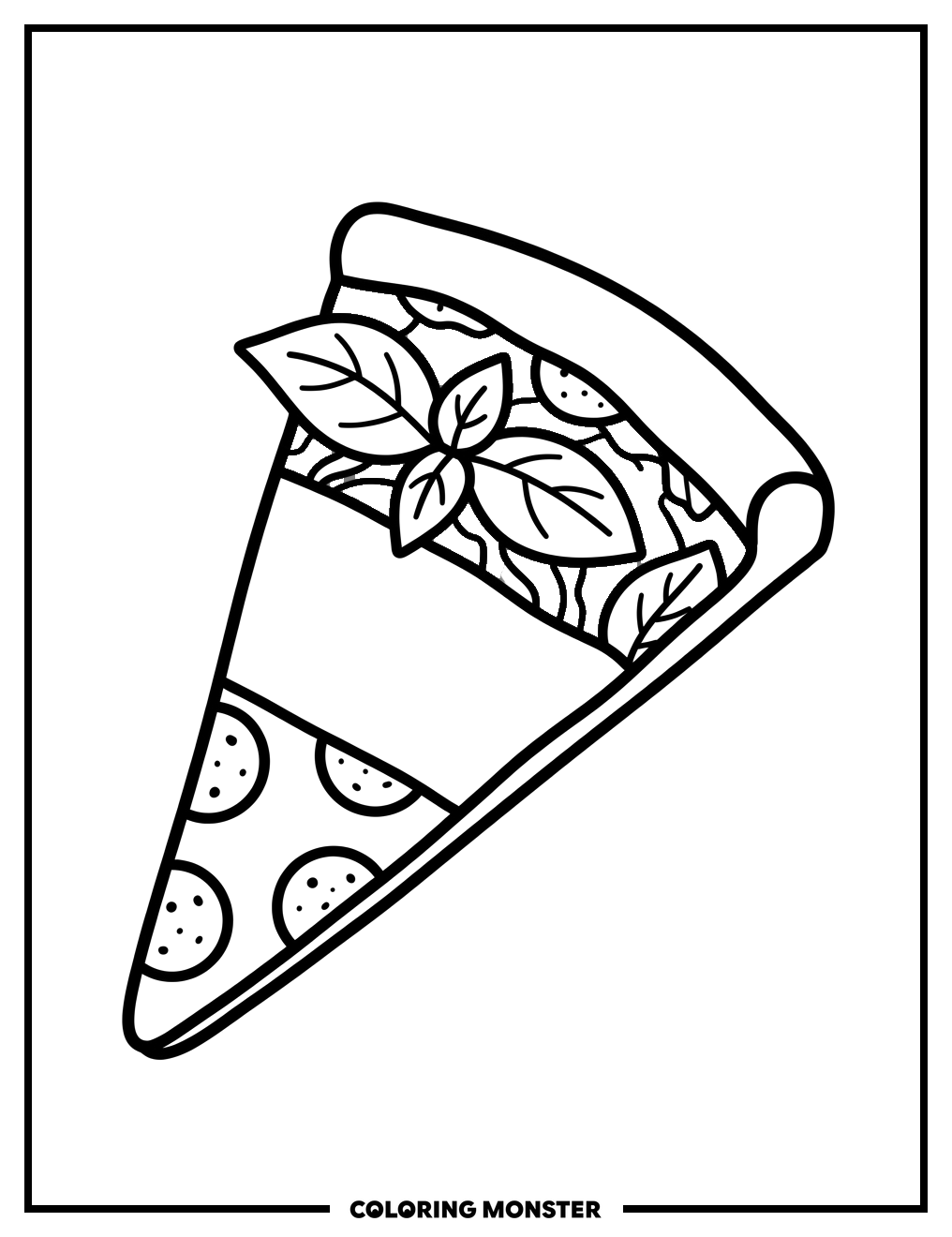 Italian Flag Pizza Slice Coloring Page
