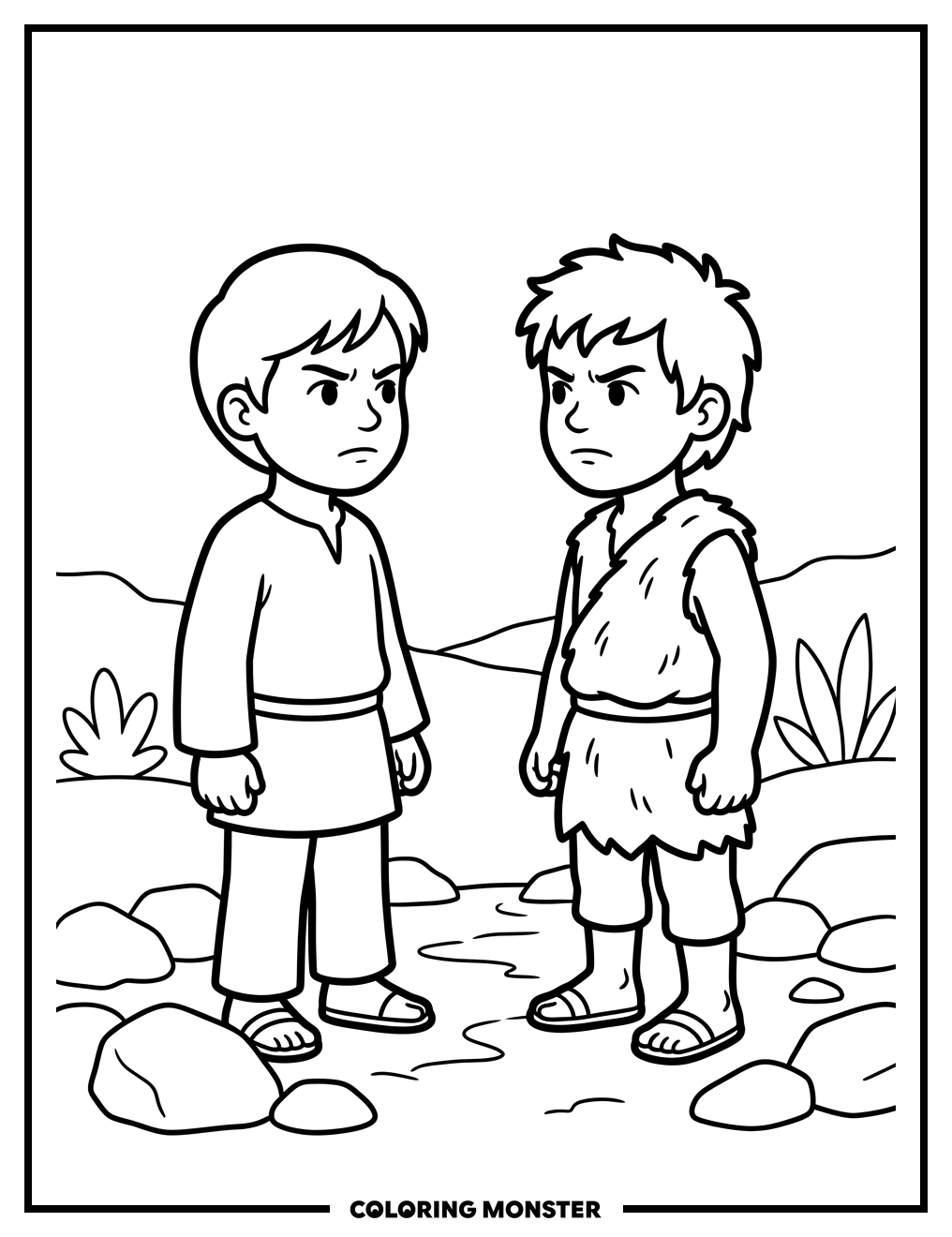 Jacob and Esau Confrontation Coloring Page