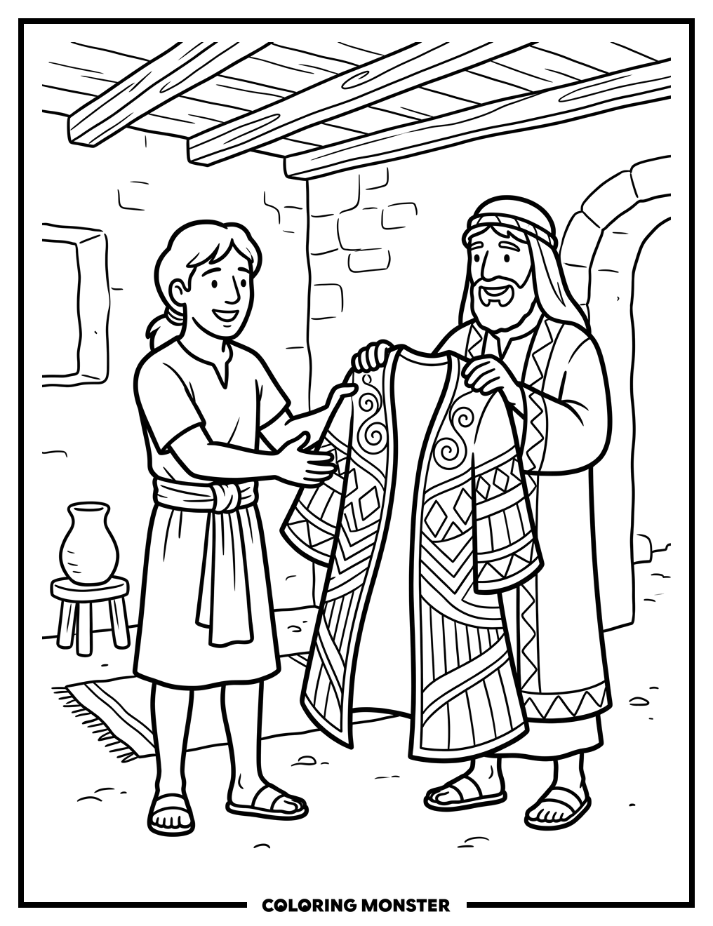 Jacob Presents Joseph With His Coat Coloring Page