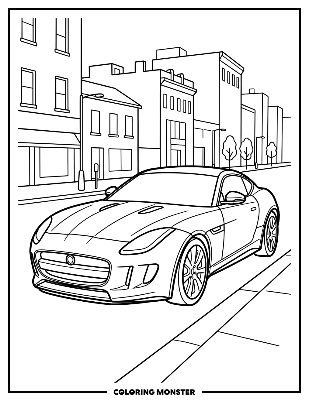 Jaguar F-Type Sports Car Coloring Page