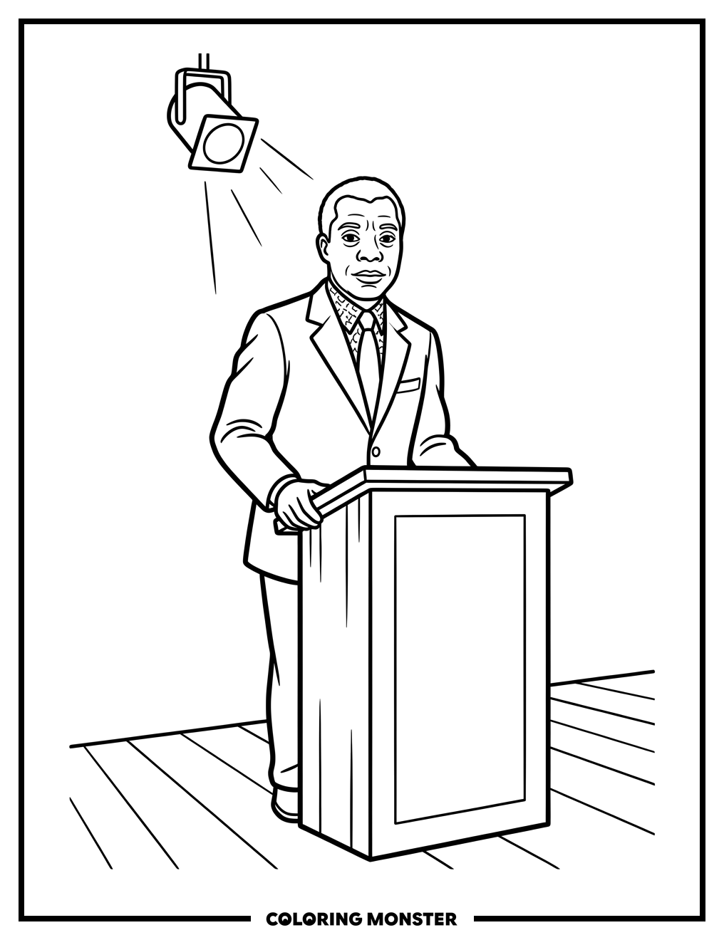 James Baldwin At A Podium Coloring Page