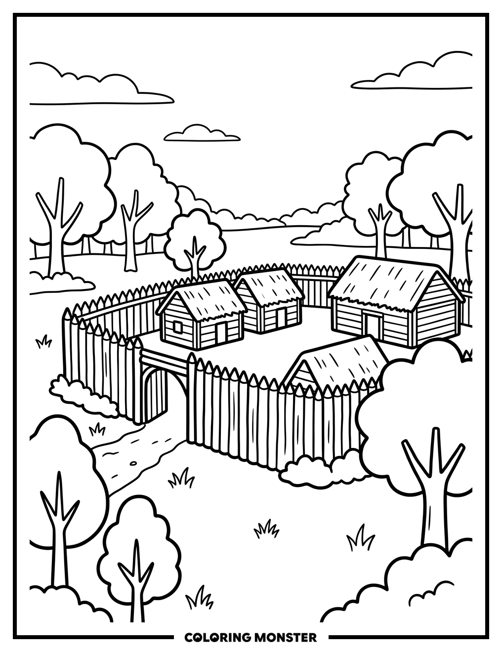 Jamestown Settlement Palisade Coloring Page