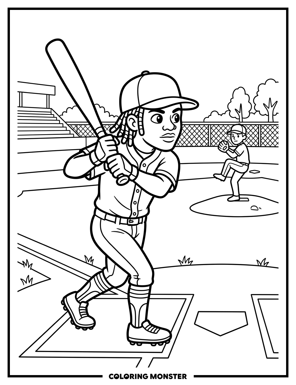 Jazz Chisholm Jr. Swinging A Bat Coloring Page