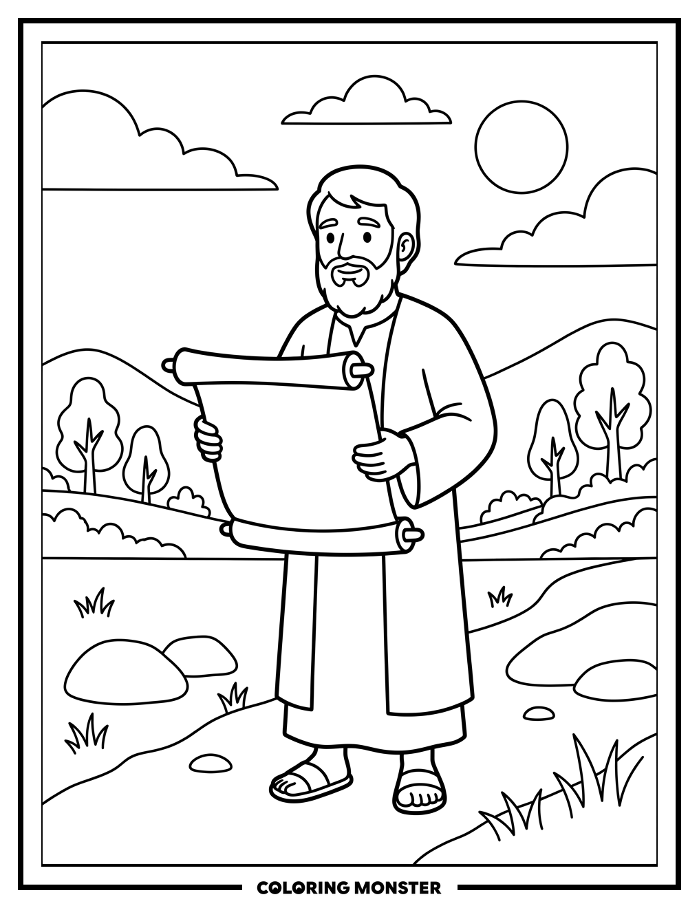 Jeremiah Holding a Scroll Coloring Page