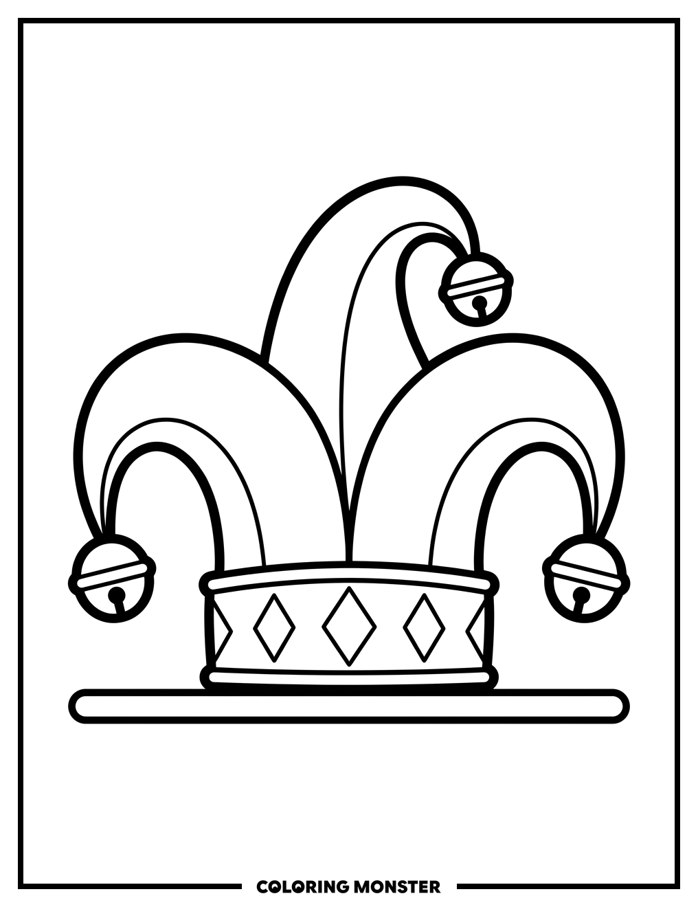 Jester's Hat With Bells Coloring Page