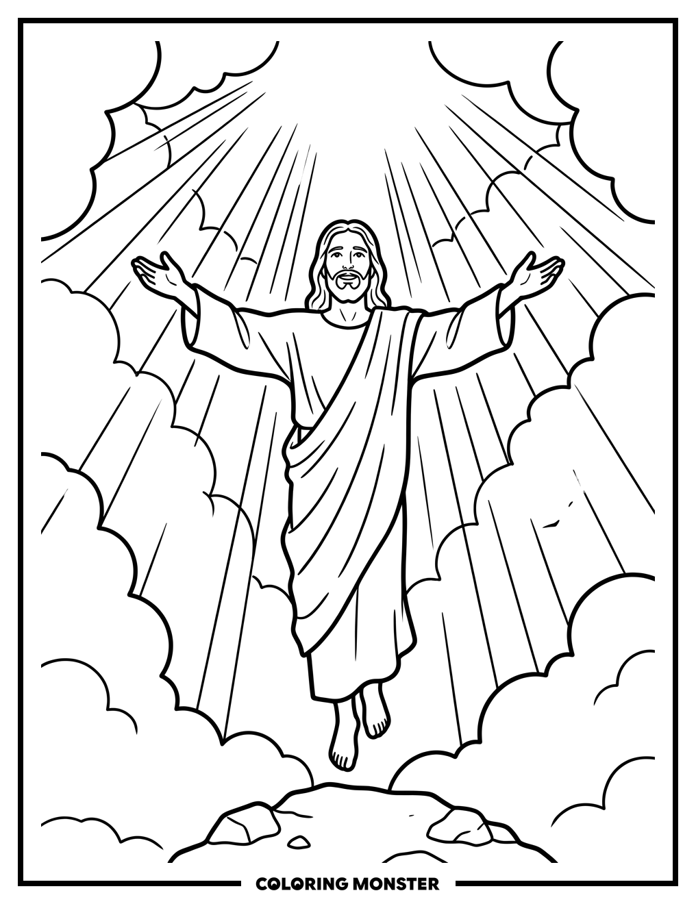 Jesus Ascending to Heaven Coloring Page
