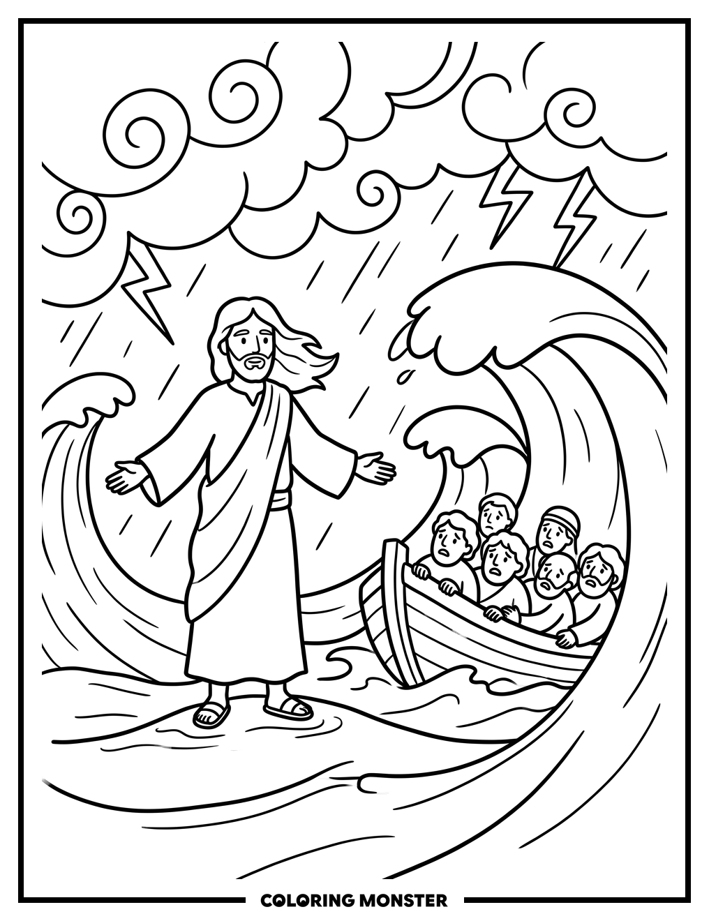 Jesus Calms the Storm Coloring Page