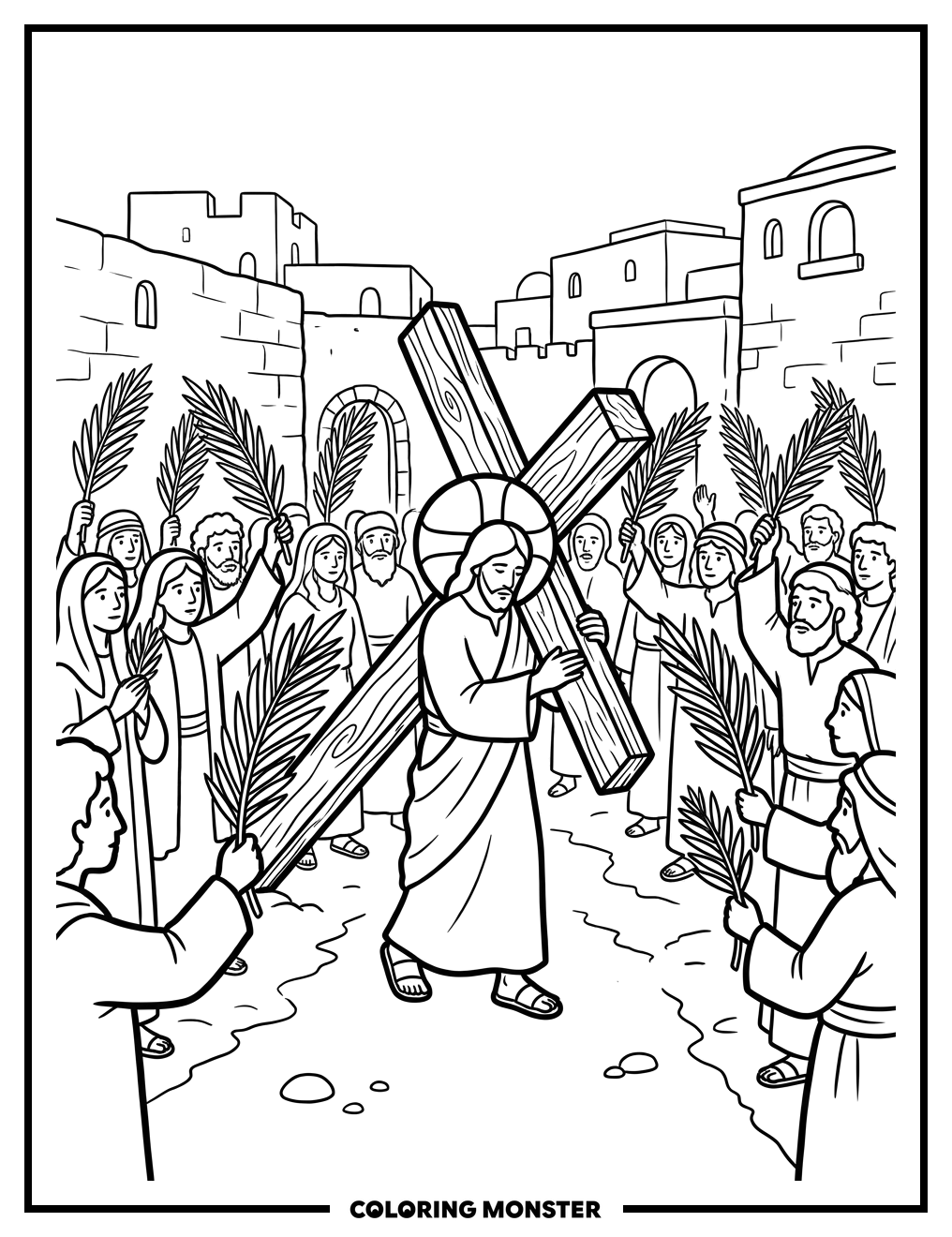 Jesus Carries the Cross Coloring Page