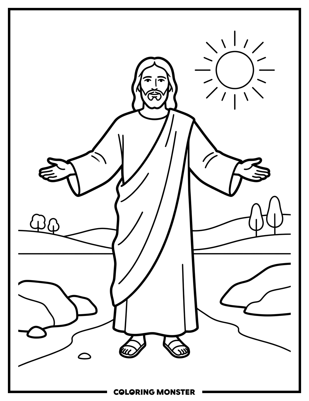 Jesus Christ Offering Peace Coloring Page
