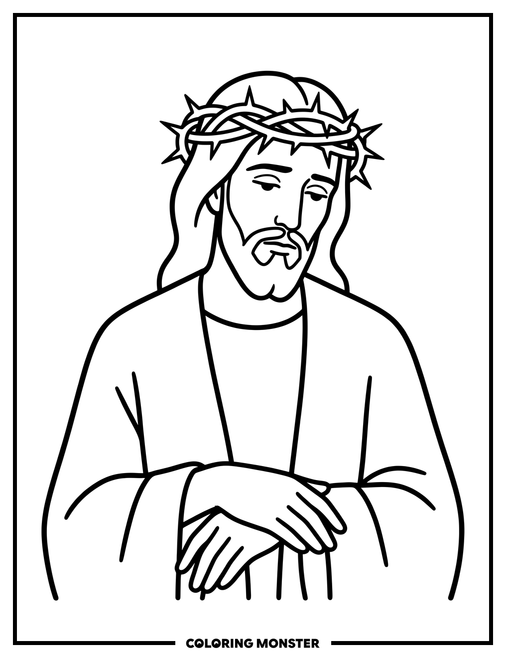 Jesus Christ With Crown Of Thorns Coloring Page