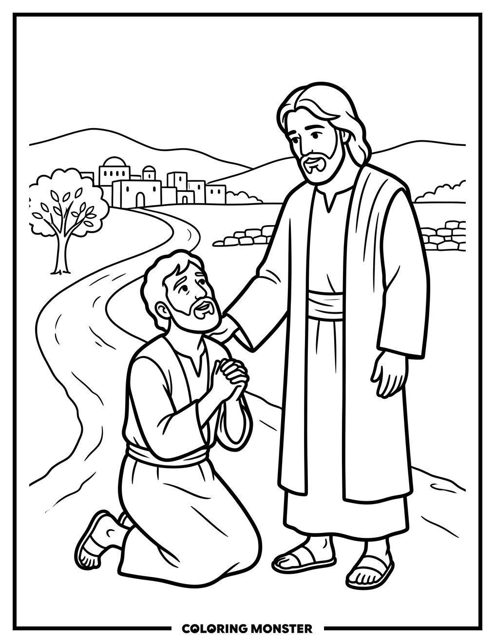 Jesus Heals A Leper Coloring Page