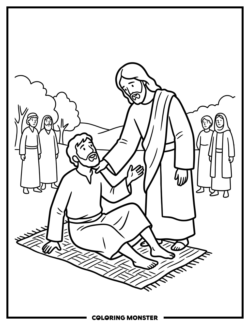 Jesus Heals A Man Coloring Page