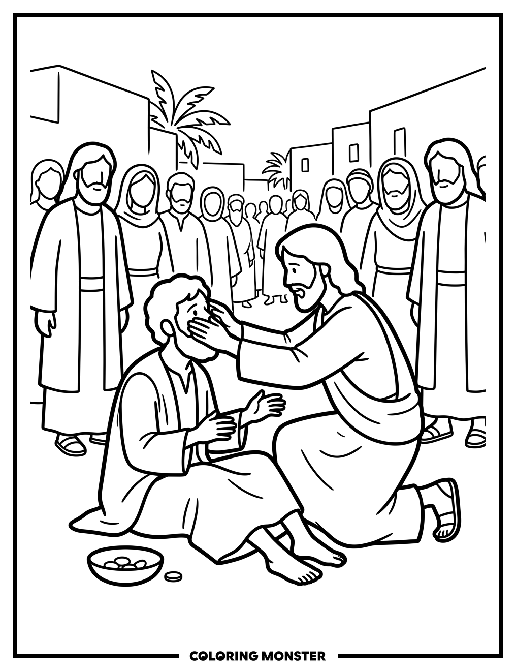 Jesus Heals Blind Bartimaeus Coloring Page
