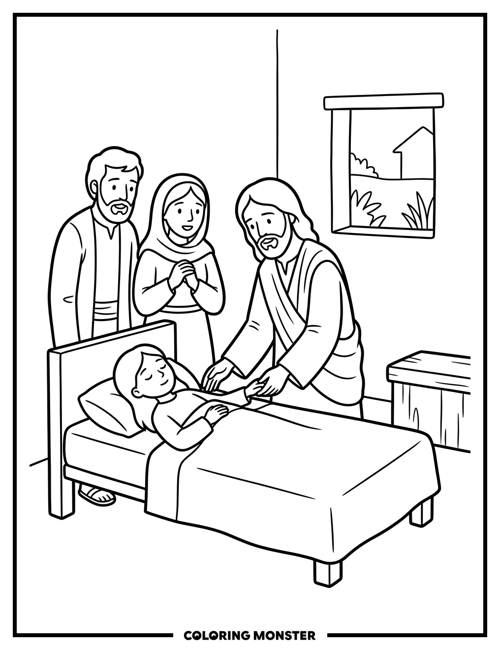 Jesus Heals Jairus' Daughter Coloring Page