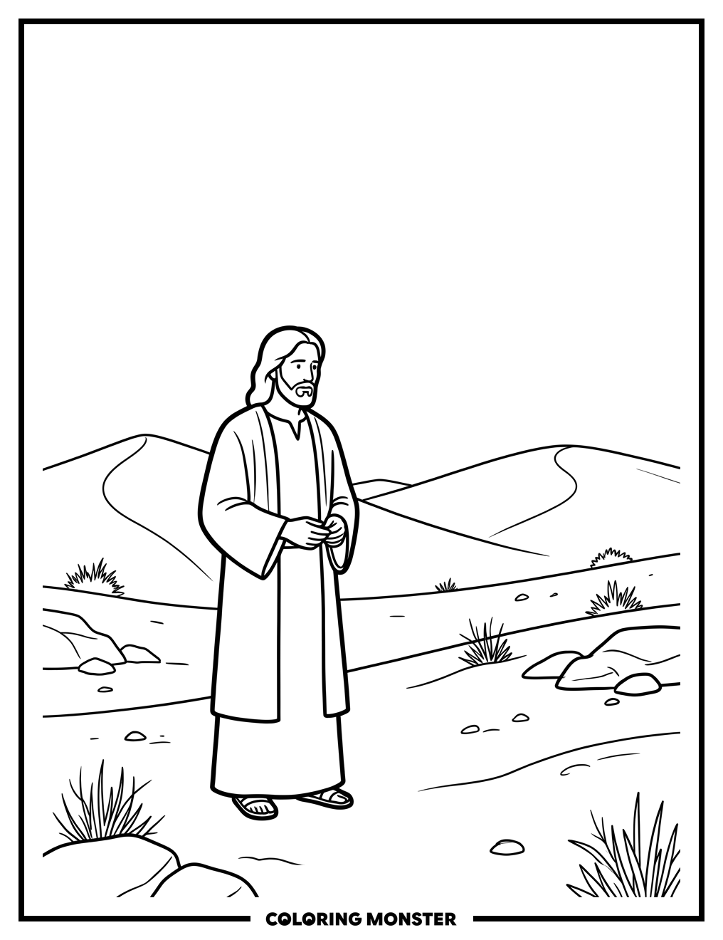 Jesus in the Desert Coloring Page