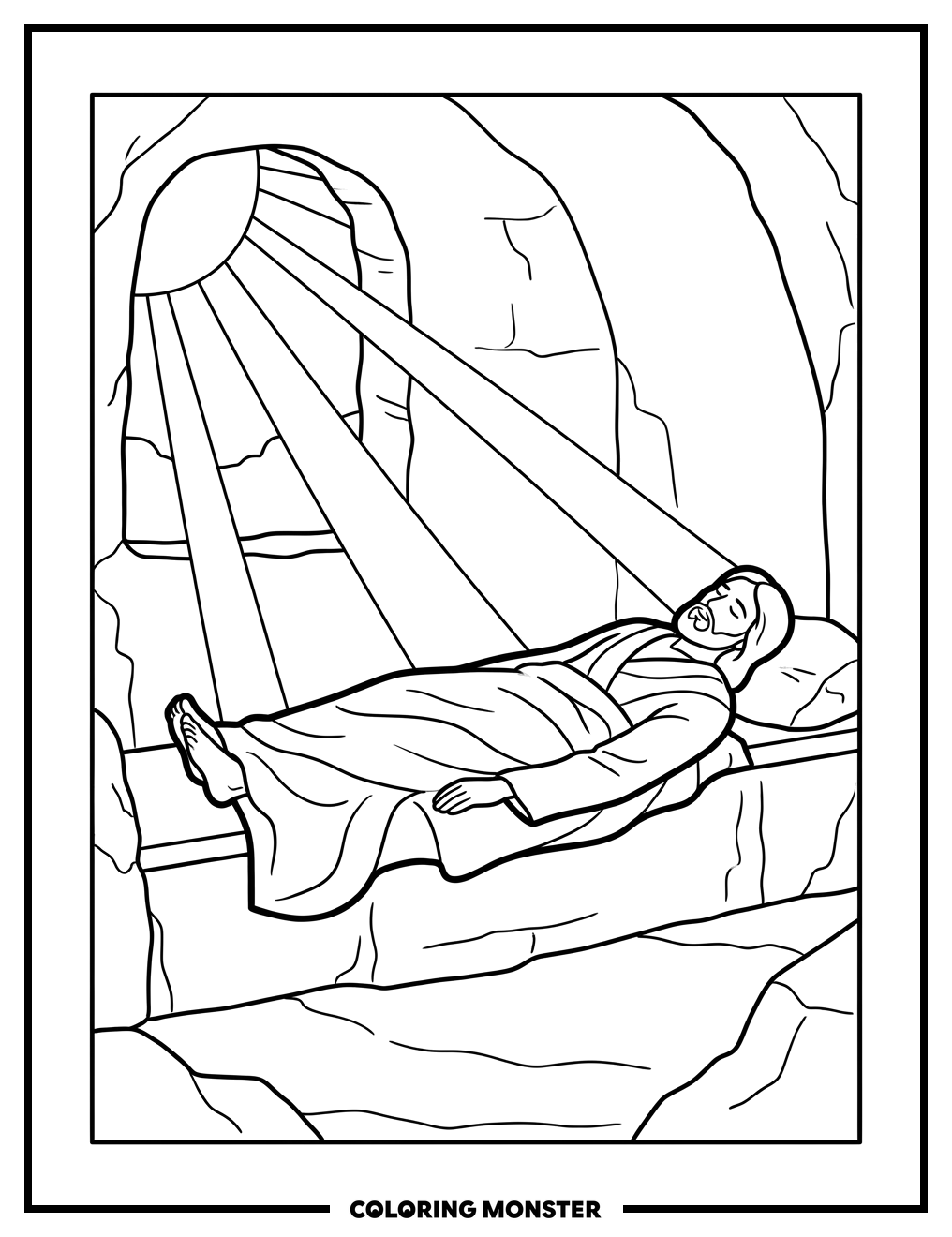 Jesus in the Tomb Coloring Page