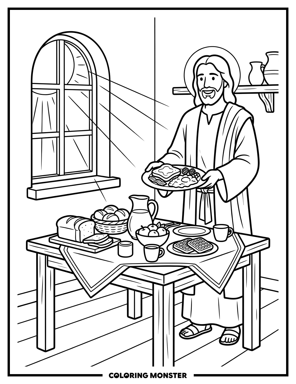 Jesus Offers Breakfast Coloring Page