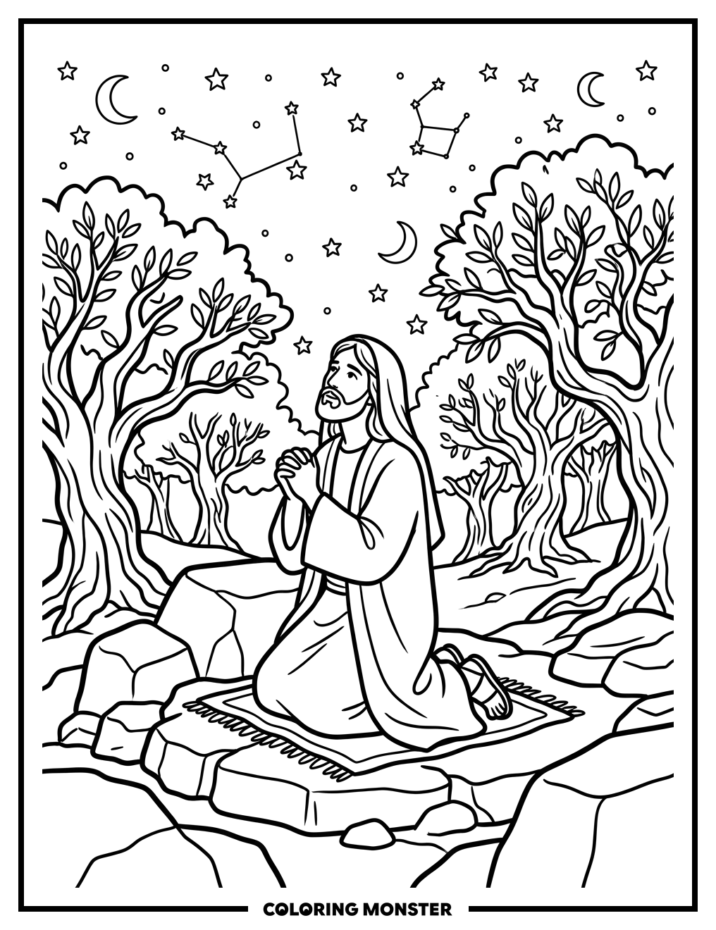 Jesus Praying in Gethsemane Coloring Page